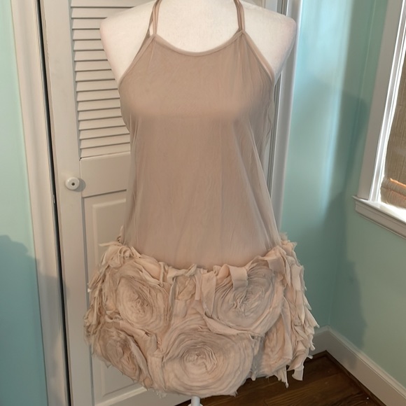 Bonnie Young silk and nylon dress in nude/taupe